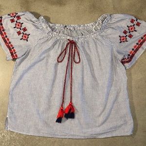 🍄 Loft off should stripes  boho top